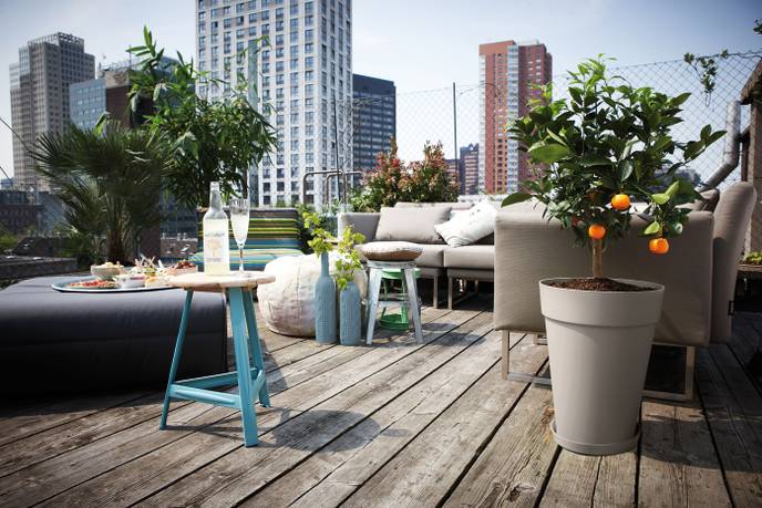 loft urban rond hoog 35cm warm grijs